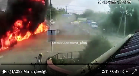 Video! Autobombe explodiert in Melitopol - Ukrainische Partisanen sprengen russischen Propaganda-Sender!